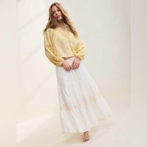 aerie White Tiered Maxi Skirt